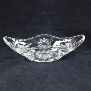 Anchor Hocking Clear Pressed Glass Star Gondola Gravy Banana Split Boat Bowl Vtg